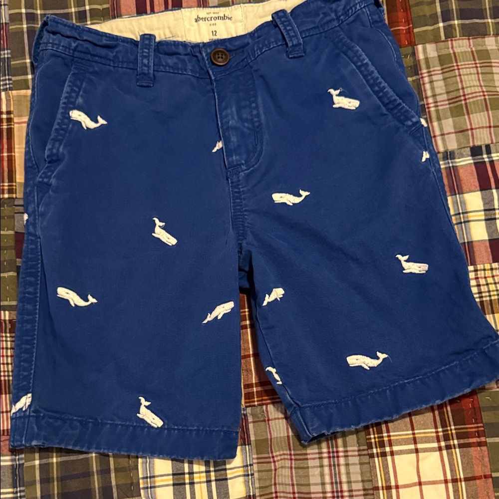 Abercrombie & Fitch Blue Whale Pattern Kids Shorts